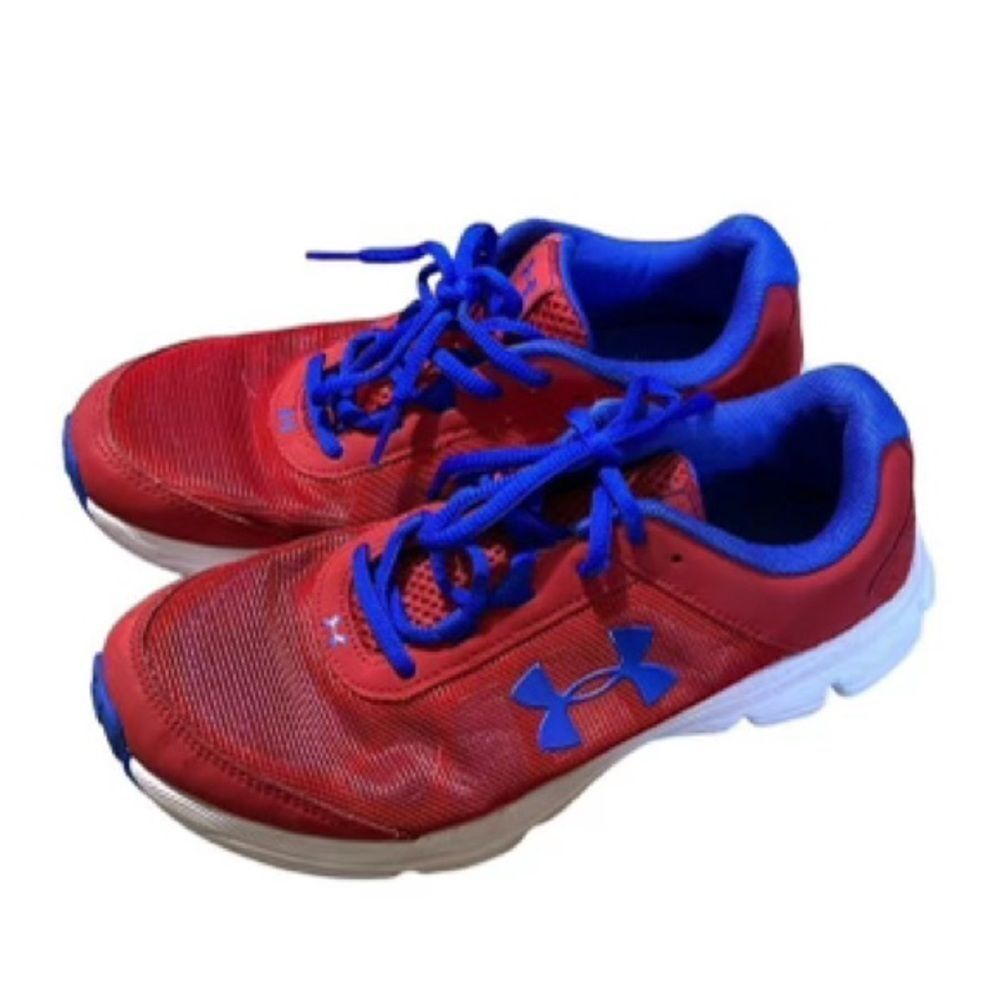 Boys Under Armour Blue and Red Running Tennis Shoes